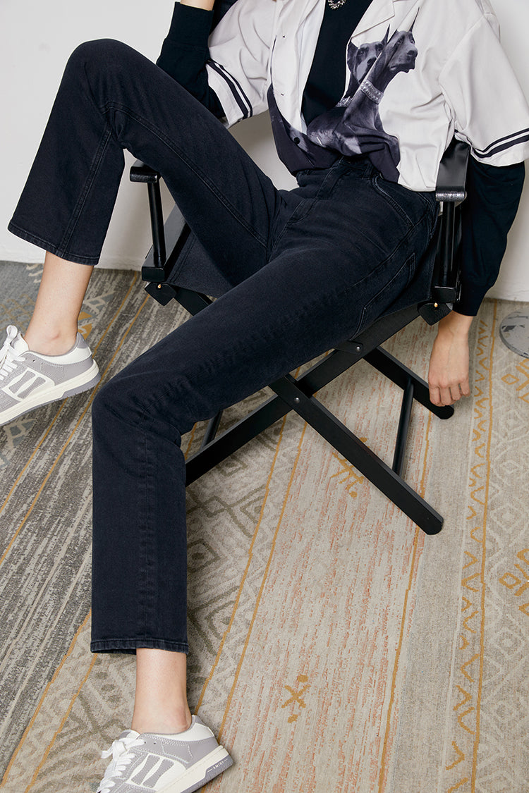 Hey Joanie Activity Grrrl high rise kick crop jeans in denim, showcasing fit and style with a high waist and cropped leg.