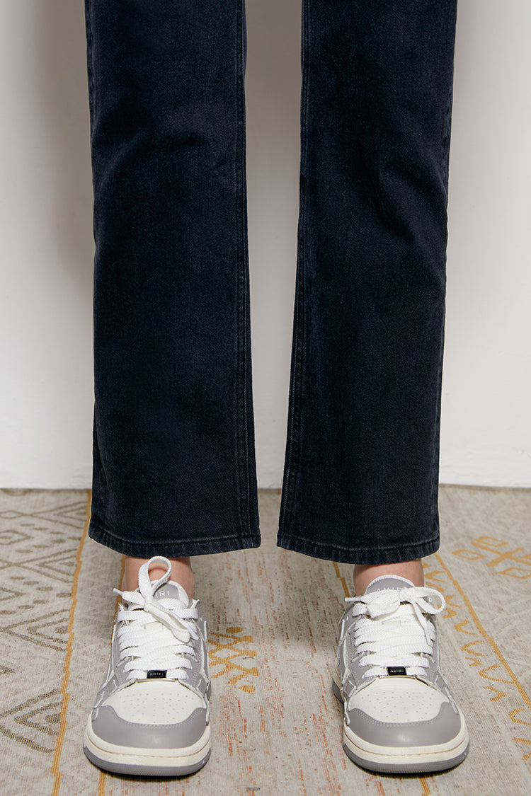 Hey Joanie Activity Grrrl high rise kick crop jeans in denim, showing the fit and stylish design with high waist and cropped length.