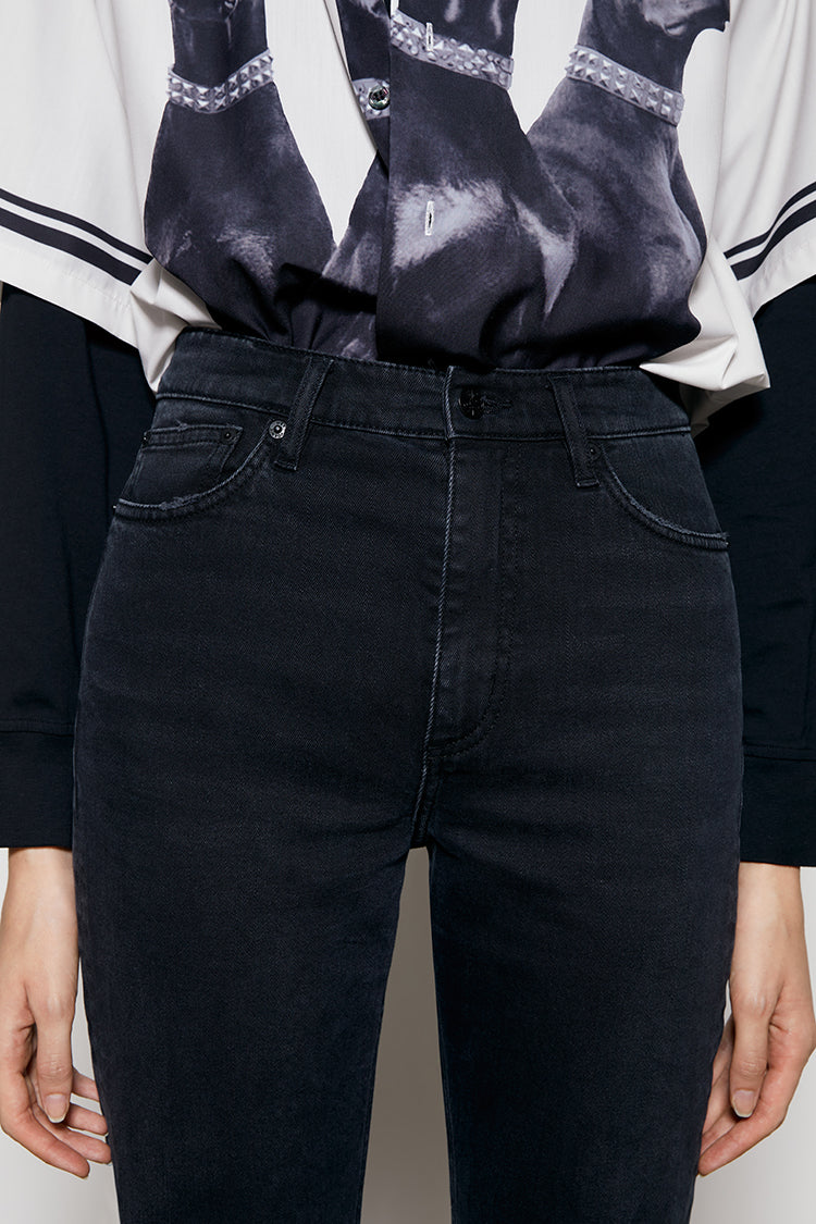 Hey Joanie Activity Grrrl high rise kick crop jeans shown in a natural pose, featuring a stylish high waist and cropped leg silhouette.