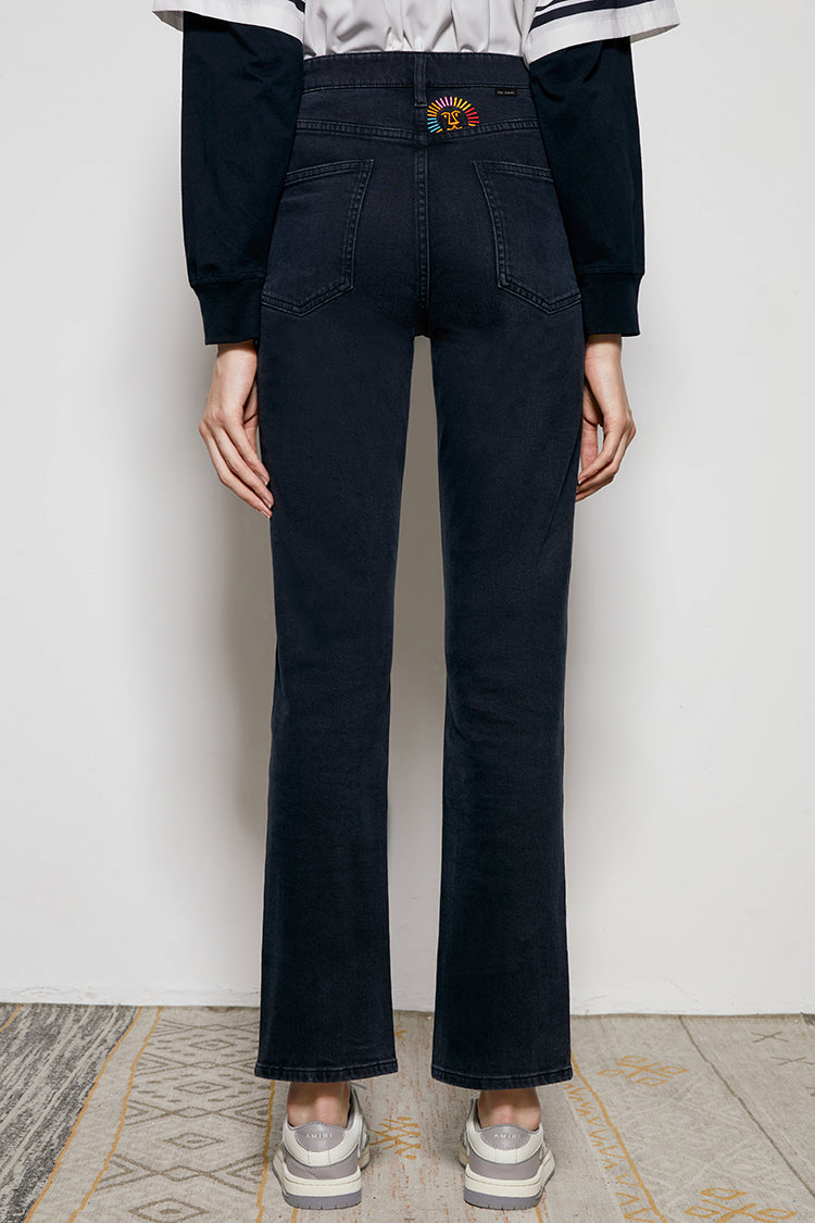 Hey Joanie Activity Grrrl high-rise kick crop jeans in denim, featuring a stylish high waist and cropped leg fit.