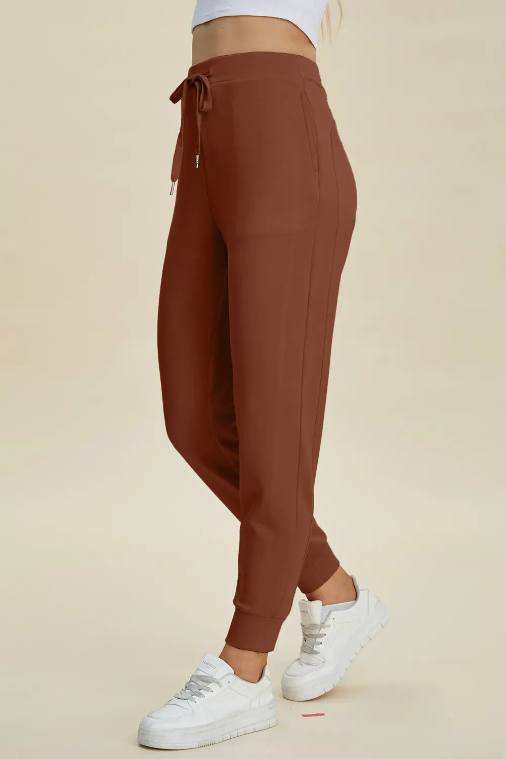 ShopBasicbae Basic Bae full size air scuba joggers with high waist, drawstring, and comfortable bottoms for casual wear.