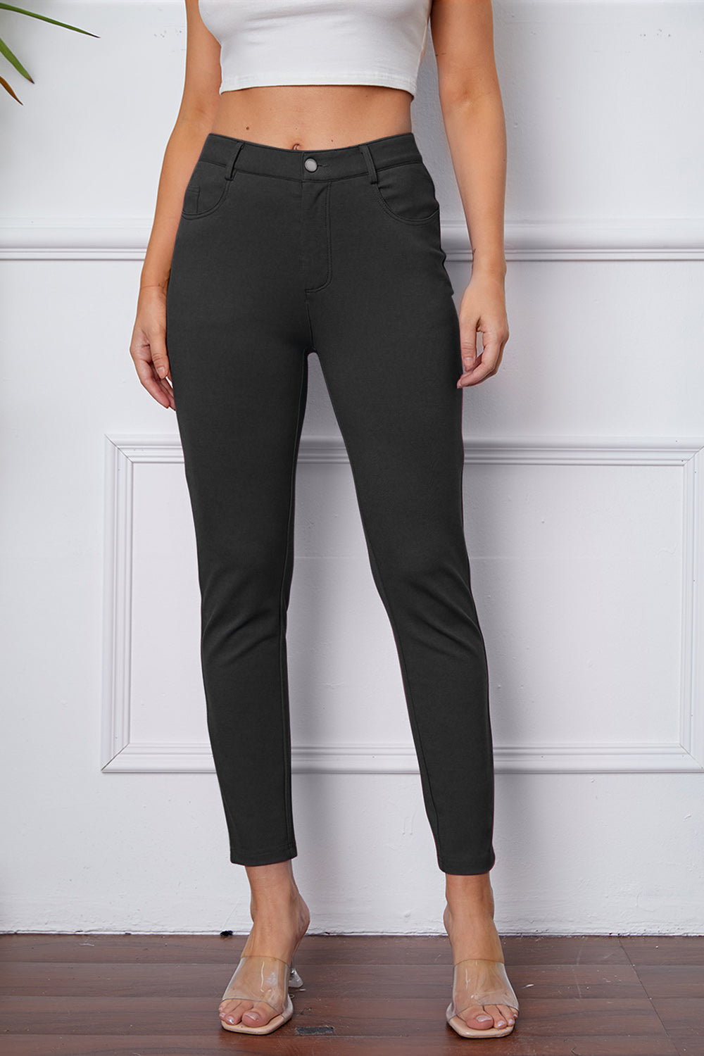 StretchyStitch pants by Basic Bae, stylish and comfortable stretchy bottoms with a fitted design, shown in the image.