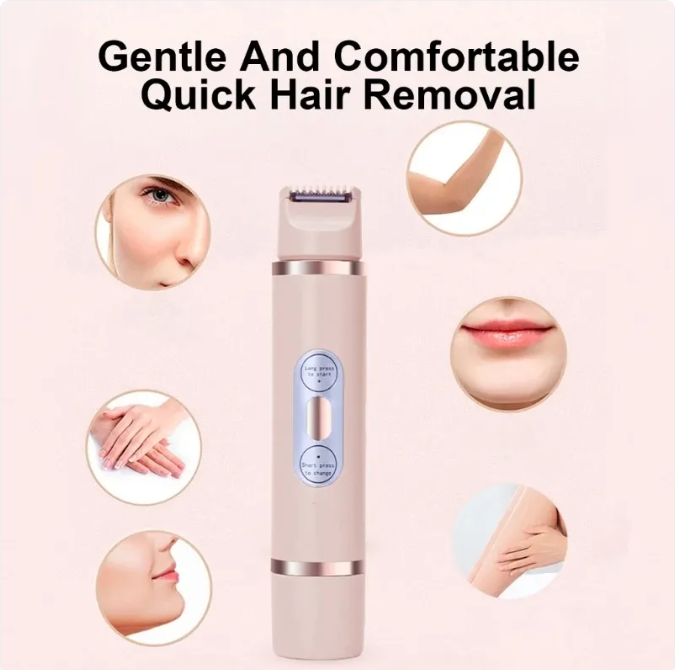 C&M treasures dual-head electric shaver for women, bikini, underarm, facial, lip, leg hair removal, and painless epilator device