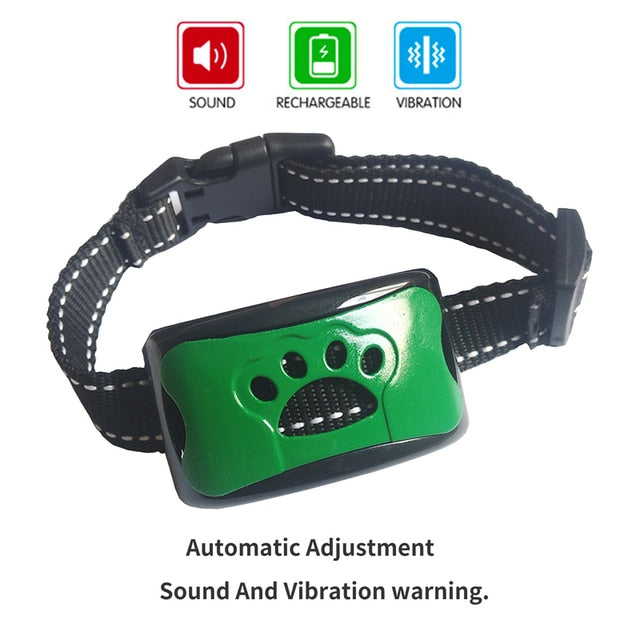 C&M Treasures ultrasonic anti-bark dog training collar with adjustable strap and electronic control for effective bark correction