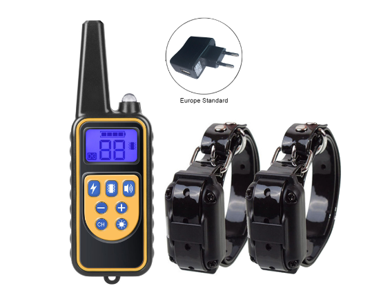 C&M Treasures ultrasonic anti-bark dog training collar with adjustable strap and control unit for effective bark correction.