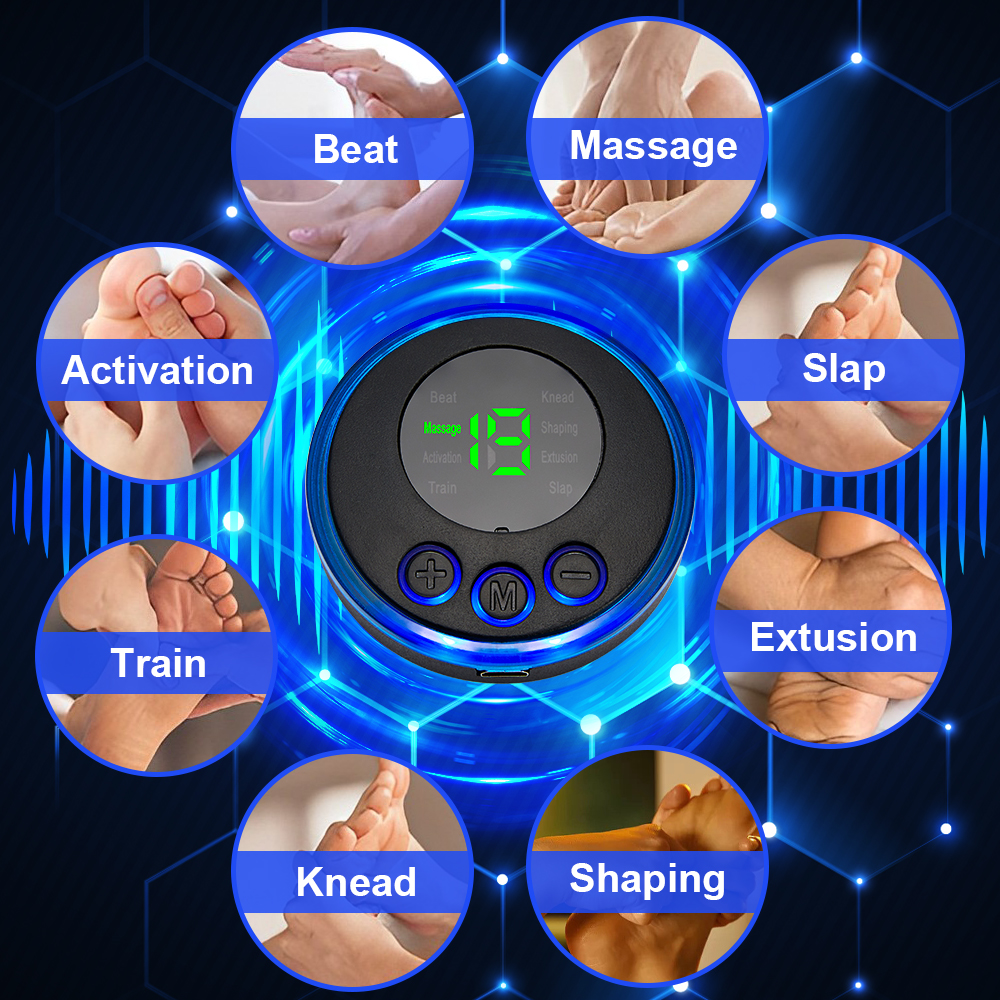 Rechargeable C&M Treasures foot massage pad with textured surface for soothing foot therapy and relaxation.