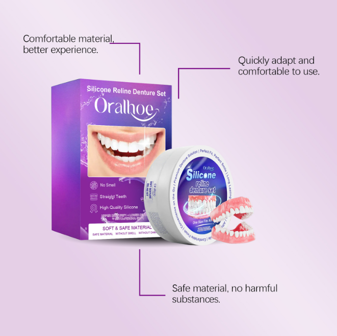 Natural modified teeth dentures by C&M Treasures, showing realistic gum and tooth details in a close-up image.