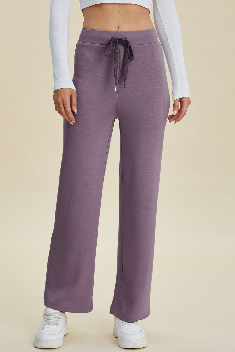 ShopBasicbae Basic Bae full size air scuba wide-leg drawstring pants, featuring a relaxed fit and casual style.