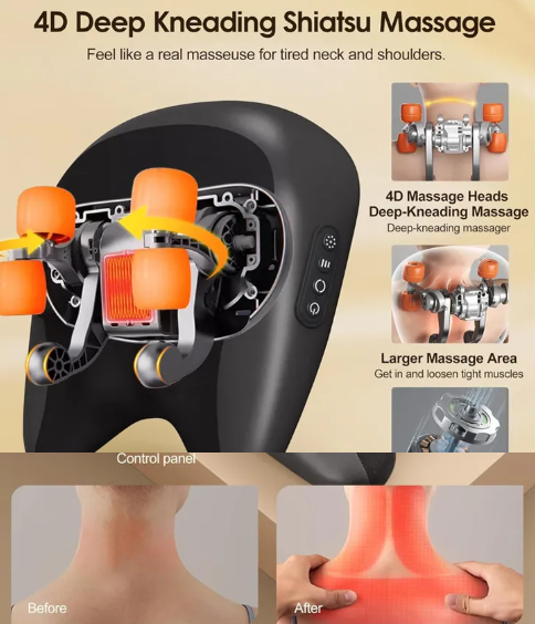 C&M treasures Neck and Shoulder Massage Pillow with ergonomic design and soft fabric for relaxing massage therapy.