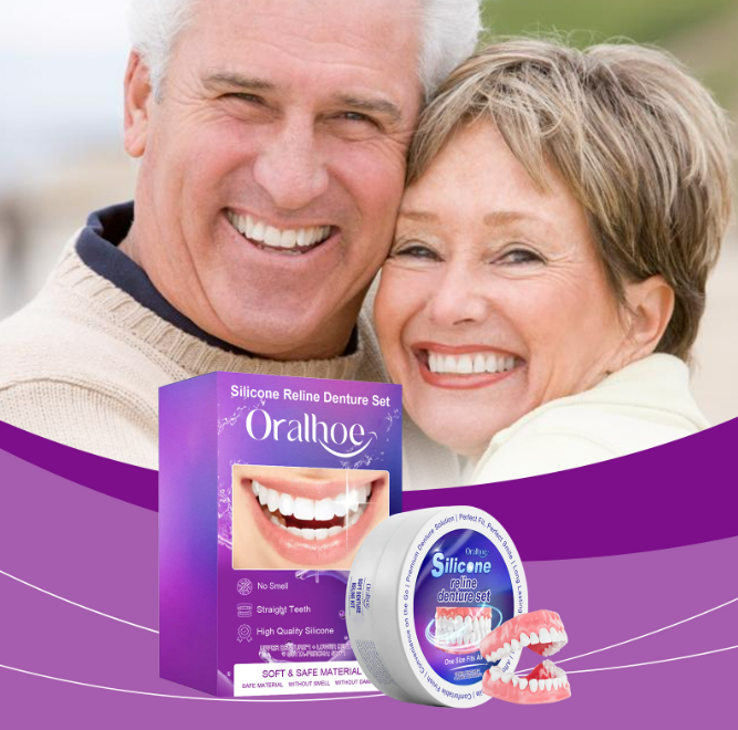 Modified Teeth Natural Dentures by C&M Treasures showing realistic, full set of artificial teeth with gum-colored base.