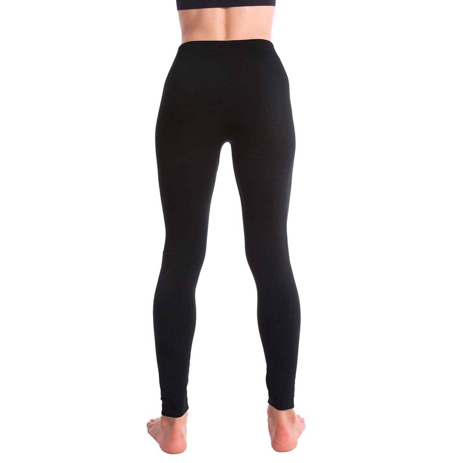 Five pairs of women's fleece-lined leggings from DailySale, showing soft, cozy fabric and elastic waistbands.