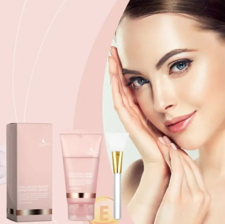 C&M Treasures Hydrating Collagen Peel-Off Mask applied on face, showcasing smooth, glowing skin with a clear, refreshing appearance.