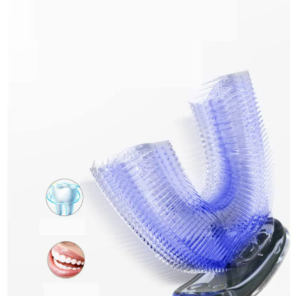 C&M Treasures U-shaped ultrasonic electric toothbrush with ergonomic handle and rotating brush head for deep cleaning.