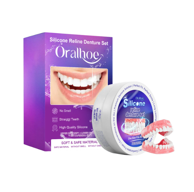Natural modified teeth dentures by C&M Treasures, showing a close-up of realistic dental prosthetics with detailed gum and tooth textures.