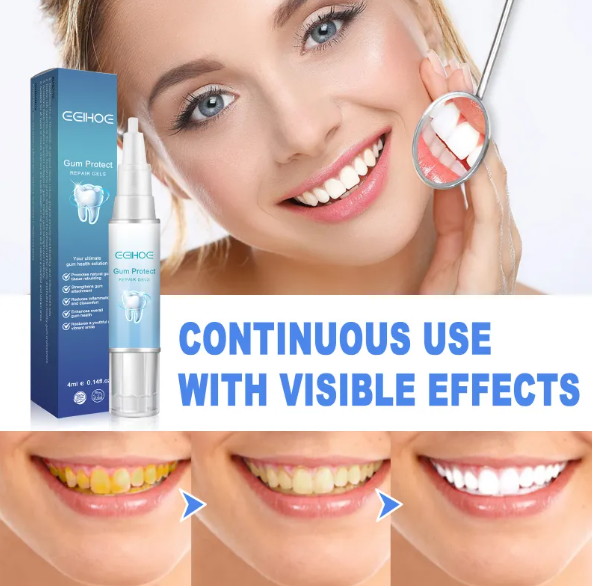 C&M treasures teeth repair gel in a tube, designed to help restore damaged or sensitive teeth with natural ingredients.