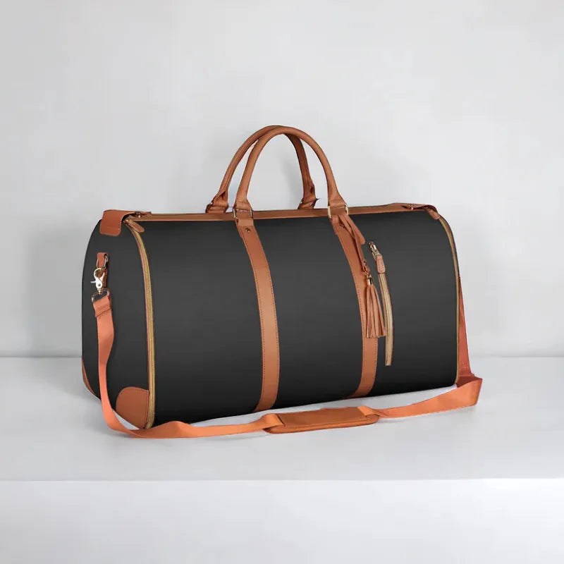 Foldable travel bag from C&M Treasures in white, shown open with handles, designed for easy packing and portability.