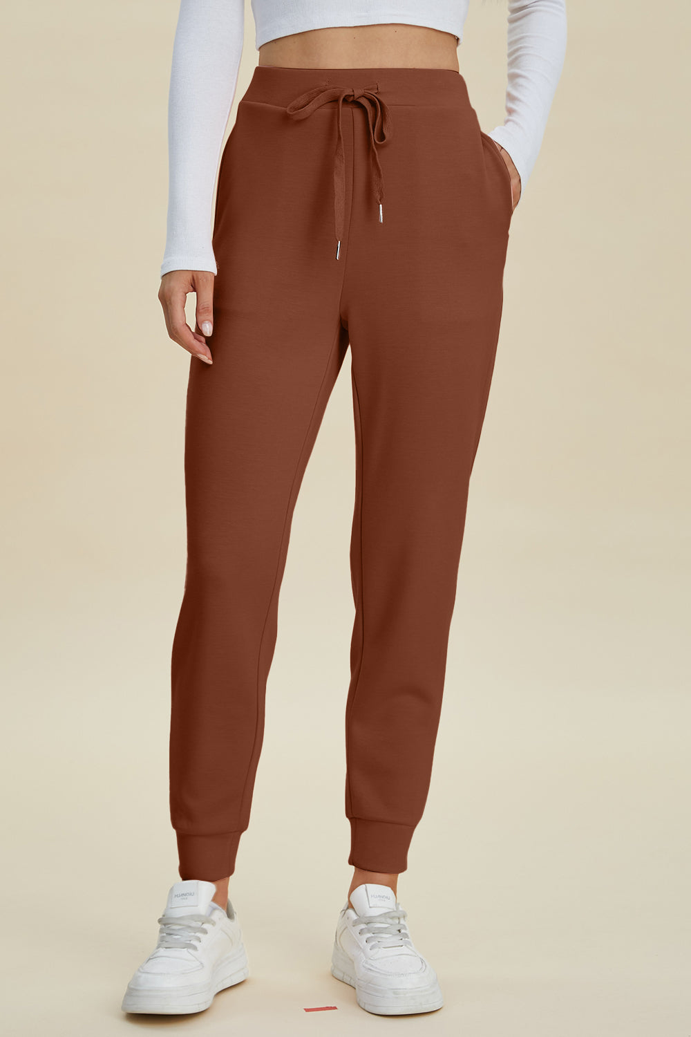 ShopBasicbae Basic Bae full size air scuba joggers with high waist and drawstring, casual bottoms for comfortable wear.