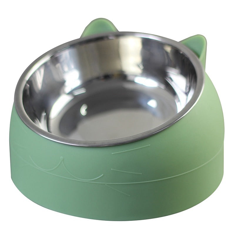 Ceramic cat bowl by C&M Treasures with a rounded shape and colorful design, perfect for feeding cats.