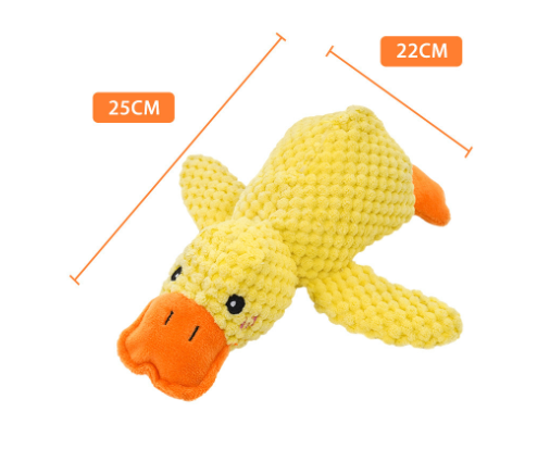 C&M Treasures calming duck toy with soft yellow plush body and gentle expression, designed to soothe and entertain children