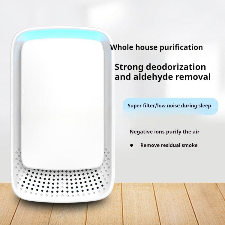 C&M Treasures air purifier with sleek white design and digital control panel on a modern home interior.