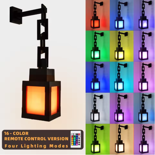Pixel Style RGB Lantern Light by C&M Treasures with colorful LED illumination and pixel design, ideal for decorative lighting.