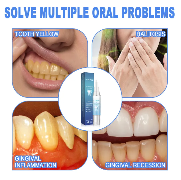 C&M Treasures Teeth Repair Gel applied to teeth, showing a close-up of the dental treatment for damaged or stained teeth.
