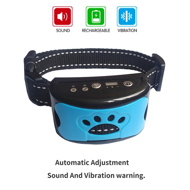 C&M Treasures ultrasonic anti-bark dog training collar with adjustable strap and control unit for effective barking correction.