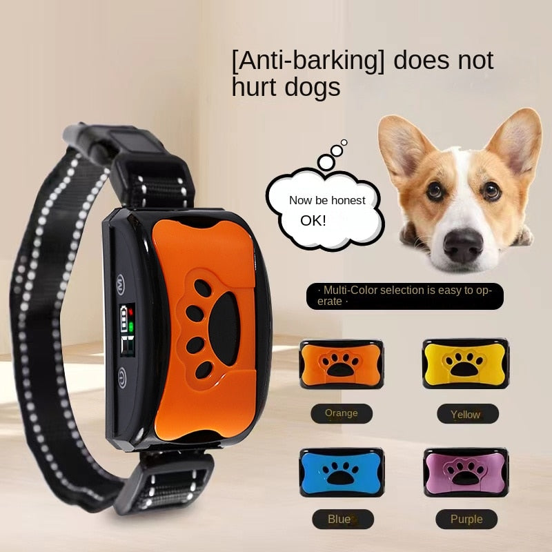 C&M treasures ultrasonic anti-bark dog training collar with remote control and adjustable strap, designed to deter excessive barking.