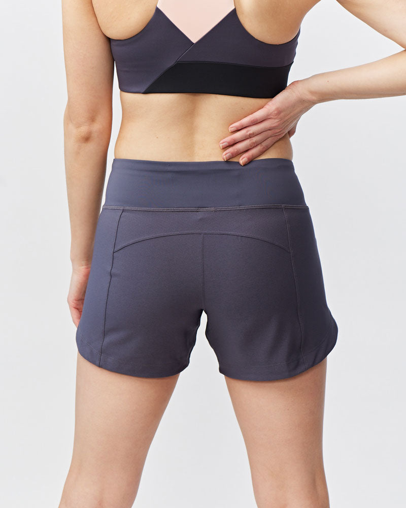 Excel Women's Training Shorts in carbon color, lightweight workout shorts with a comfortable fit from Goal Five.