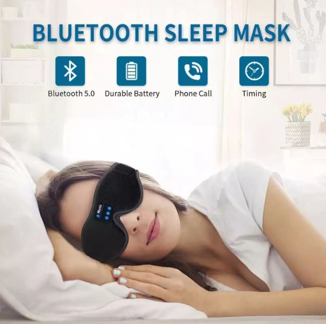C&M Treasures 3D Eye Mask with Bluetooth headphones for stereo music, featuring a comfortable design and wireless connectivity.