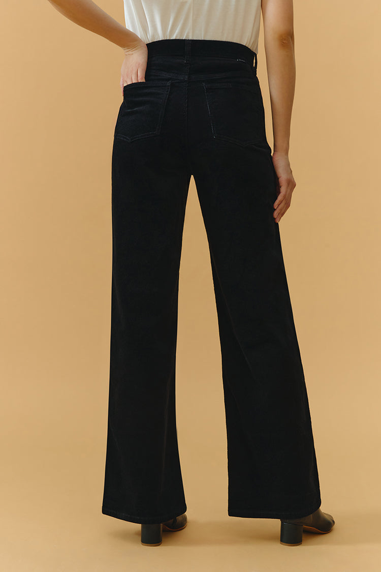 Hey Joanie 80's baggy corduroy pants in earthy tones, relaxed fit, high waist, and wide-leg style, front view.