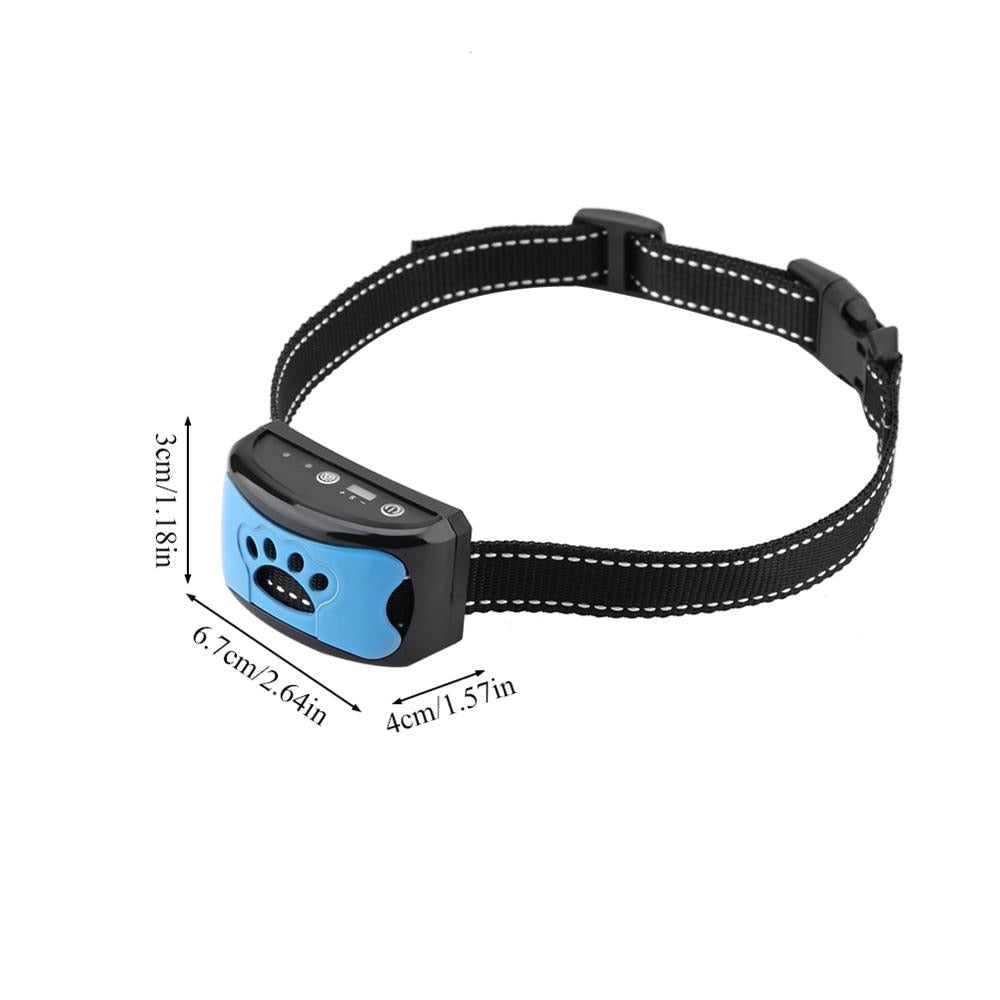 C&M Treasures ultrasonic anti-bark dog training collar with adjustable strap and electronic control for humane bark correction