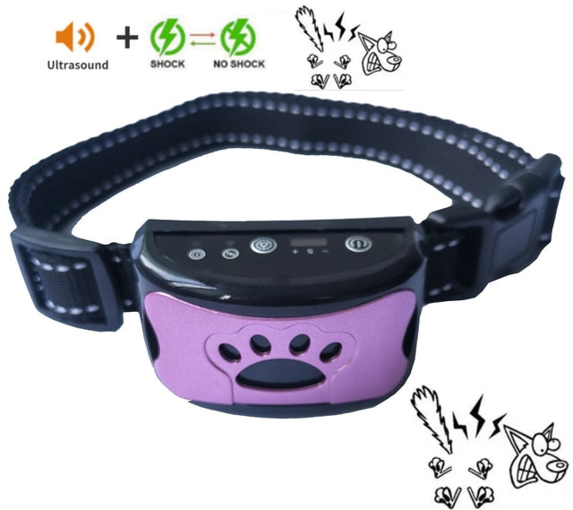 C&M Treasures ultrasonic anti-bark dog training collar with adjustable strap and electronic control for behavior correction