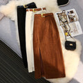 High waist A-line corduroy skirt for women by C&M Treasures, featuring a stylish fit and textured fabric in a versatile design.