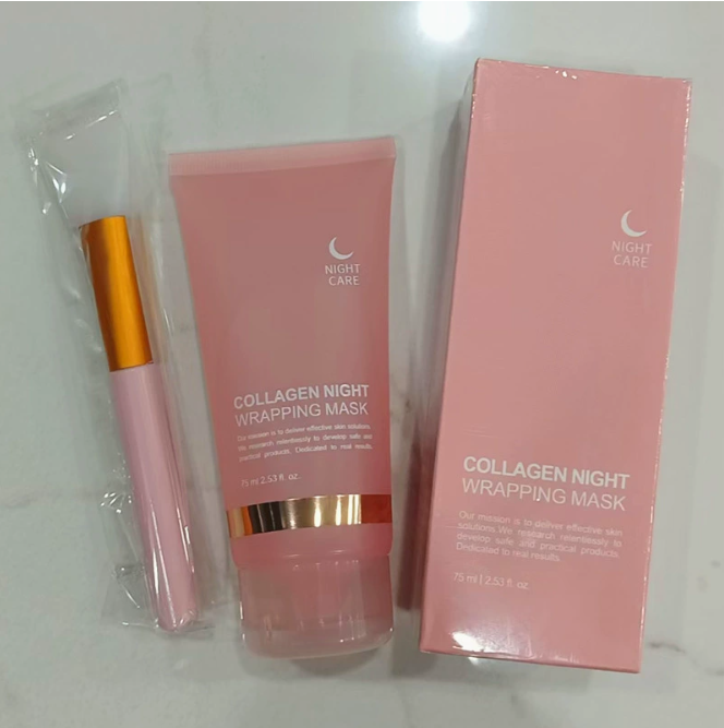 C&M treasures Hydrating Collagen Peel-Off Mask applied on skin, showcasing a clear, smooth facial mask for revitalizing skincare.