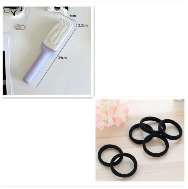 C&M treasures 4-in-1 self-cleaning brush with ergonomic handle and versatile cleaning head for home and pet grooming.