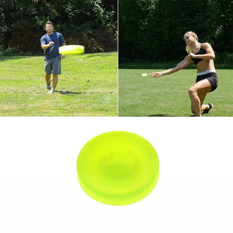 Mini flying disc catching game by C&M Treasures, featuring colorful discs and a playful outdoor setup.
