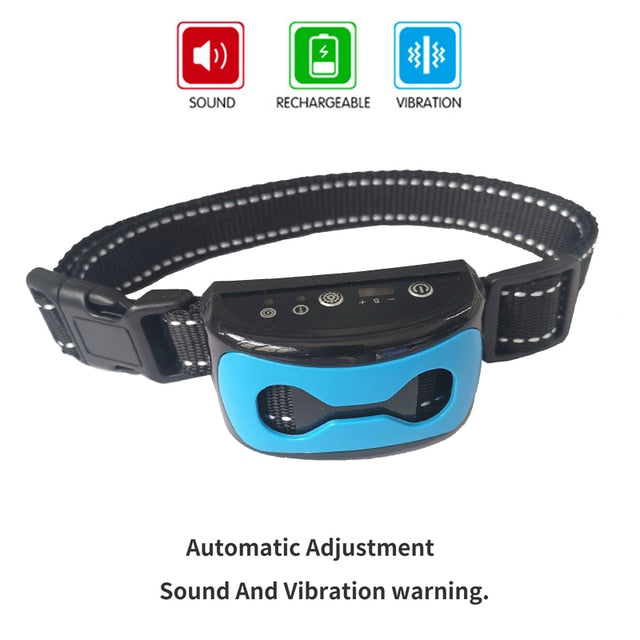 C&M treasures Ultrasonic Anti-Bark Dog Training Collar with remote control and adjustable strap, designed to stop excessive barking.