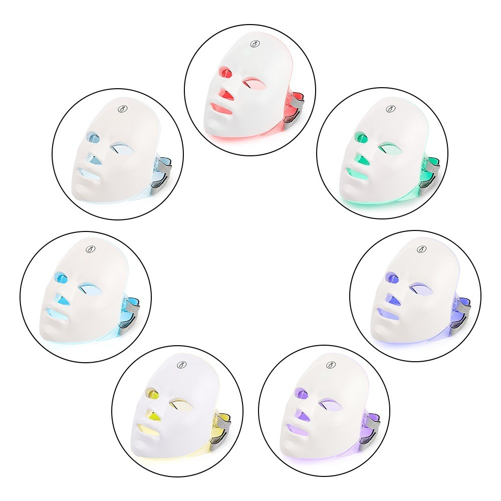 C&M treasures LED therapy face mask for skin rejuvenation with adjustable straps and LED light panels in a close-up view