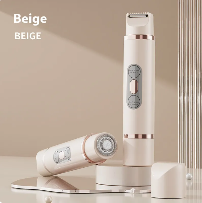 C&M treasures dual-head electric shaver for women, bikini, underarm, facial, lip, and leg hair removal with automatic trimmer.