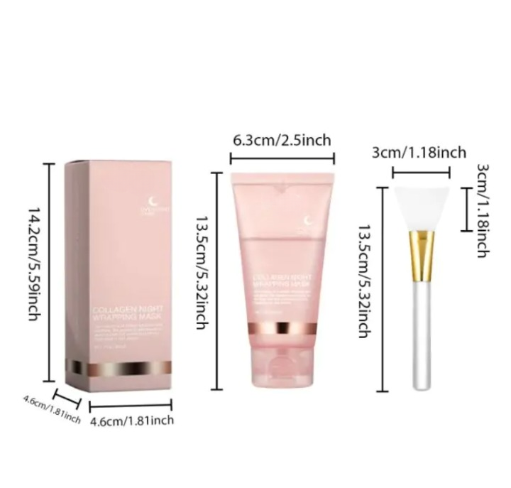 C&M Treasures Hydrating Collagen Peel-Off Mask applied on face, showcasing its clear, smooth texture for glowing skin.