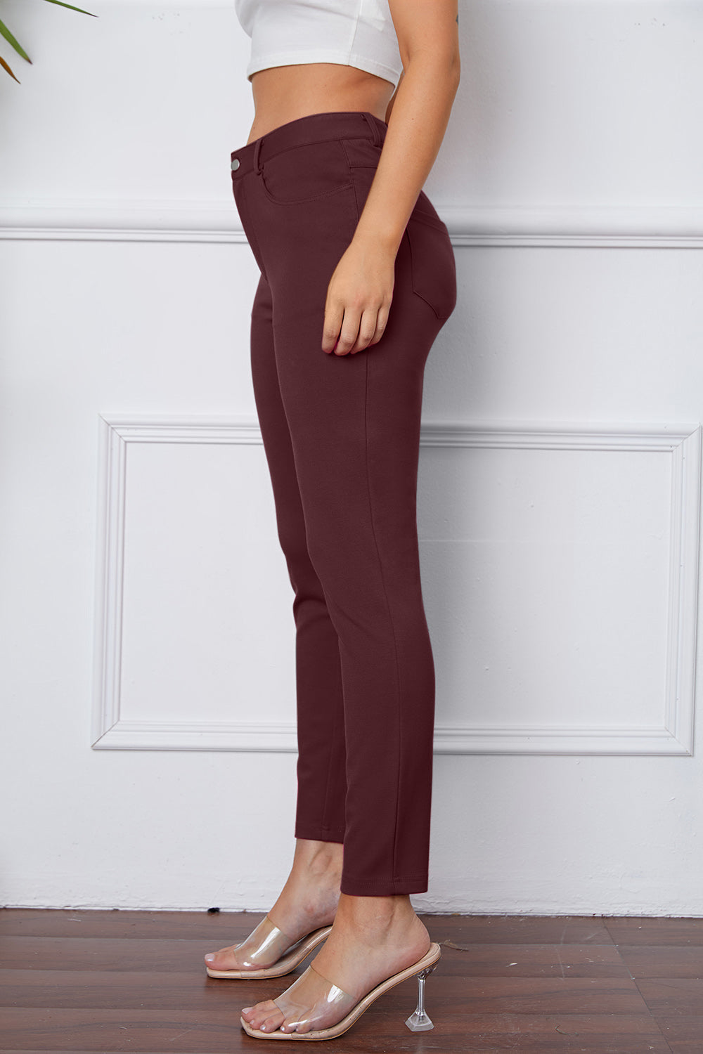 StretchyStitch Pants by Basic Bae, stylish and comfortable fitted bottoms in a versatile design, shown in a natural pose.