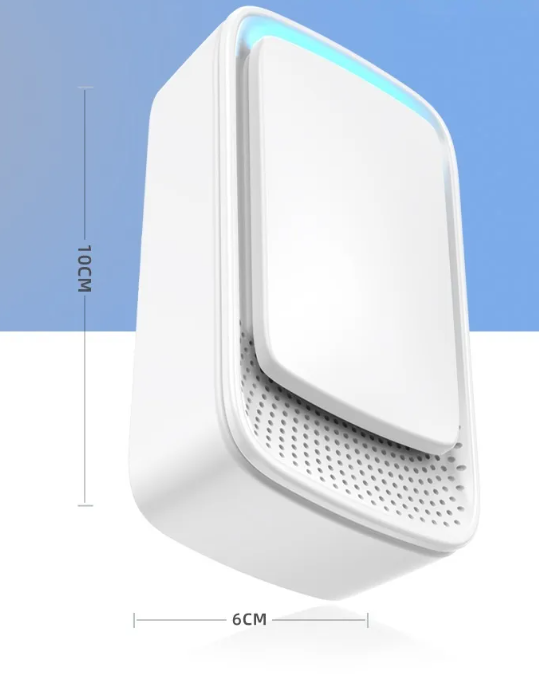 C&M Treasures air purifier with sleek white design and digital display, capturing clean indoor air.