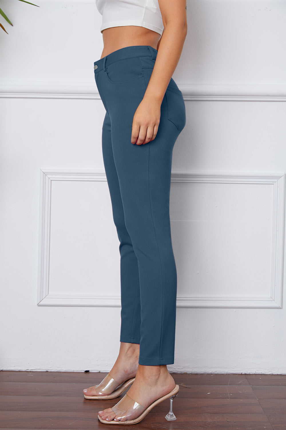 StretchyStitch Pants by Basic Bae, stylish black bottoms with a comfortable, fitted design, perfect for casual or trendy looks.