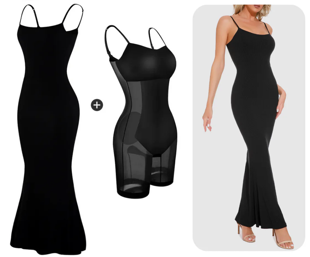 ShopBasicbae Basic Bae built-in shapewear sleeveless maxi dress, smooth-fitting black dress with a flowing length and sleeveless design.