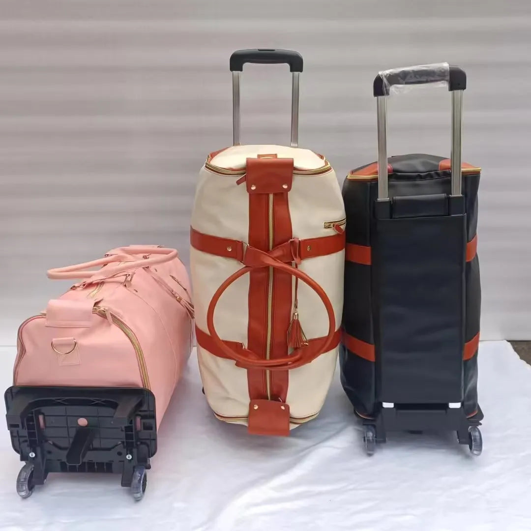 Foldable C&M Treasures travel bag open with handles, lightweight and compact for easy packing and storage.